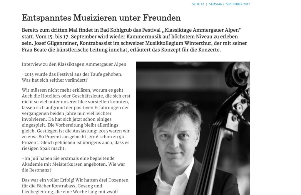 Intervew Josef im Münchner Merkur_Entspanntes Musizieren unter Freunden